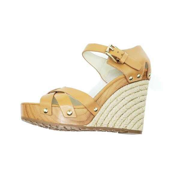 Michael Kors Somerly Womens Wedge Espadrille Tan Leather Size 9 M - Picture 7 of 11